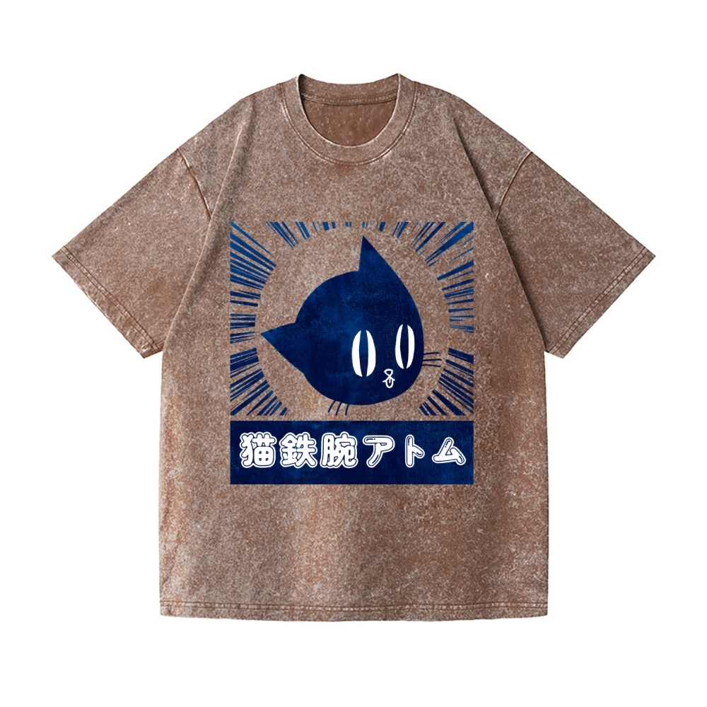 Cat Astro Boy Vintage Wash Japanese Design T-Shirt