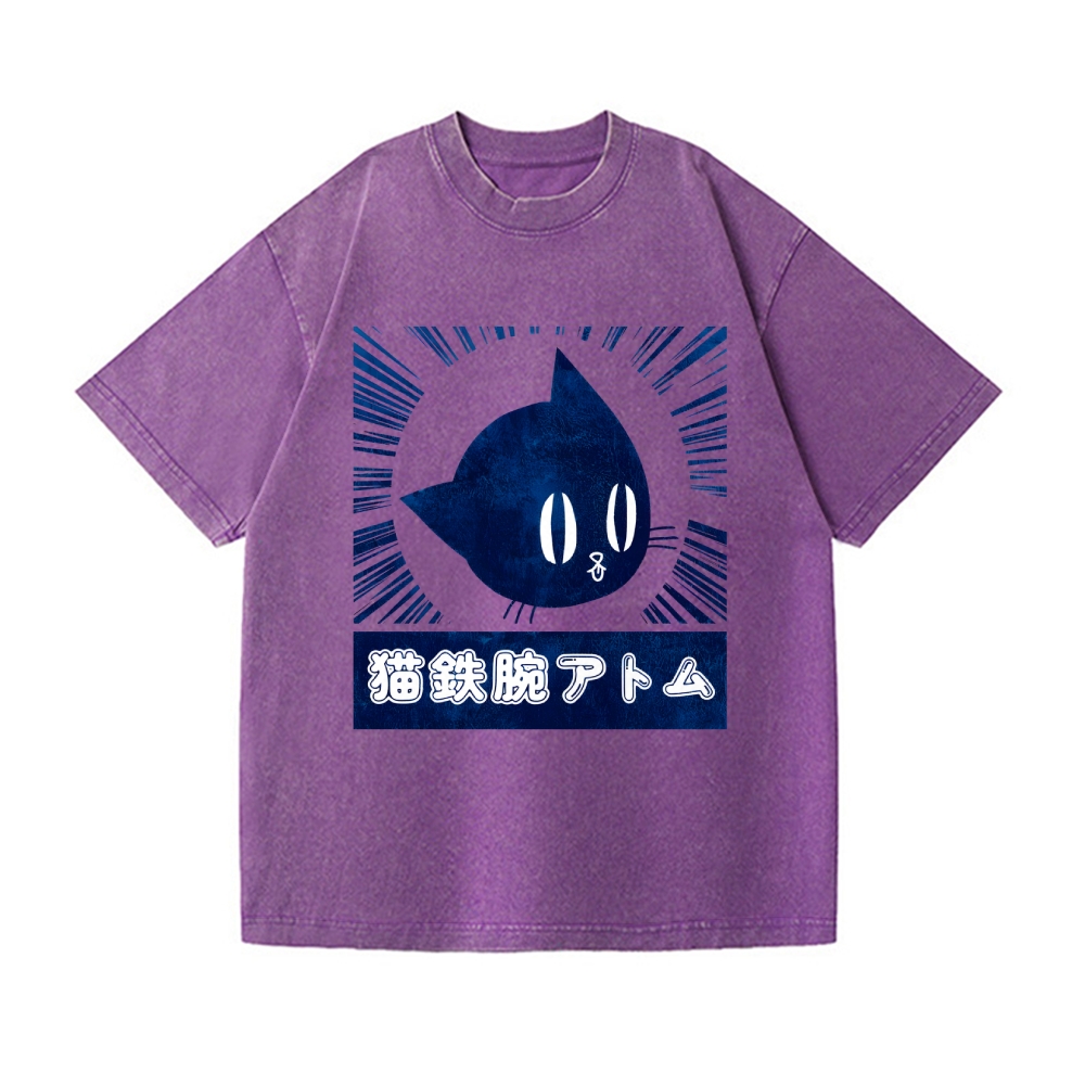 Cat Astro Boy Vintage Wash Japanese Design T-Shirt