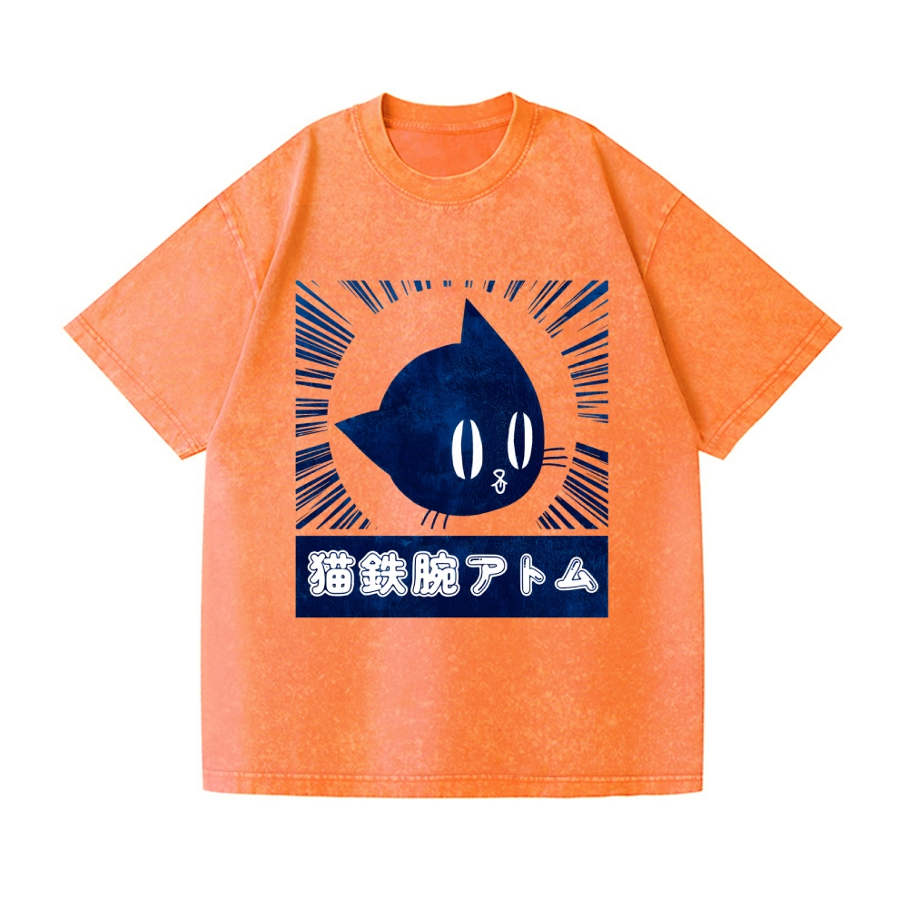 Cat Astro Boy Vintage Wash Japanese Design T-Shirt