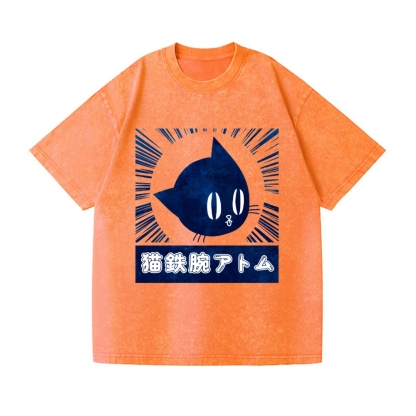 Cat Astro Boy Vintage Wash Japanese Design T-Shirt