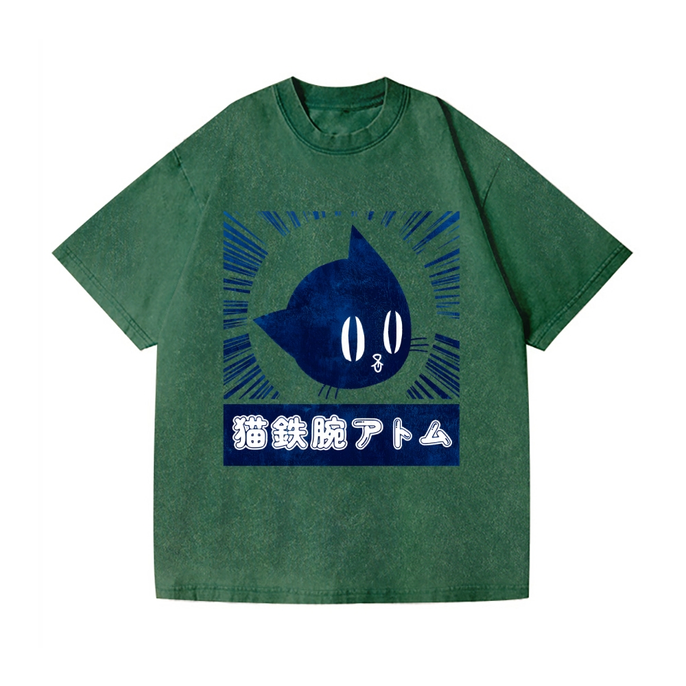 Cat Astro Boy Vintage Wash Japanese Design T-Shirt