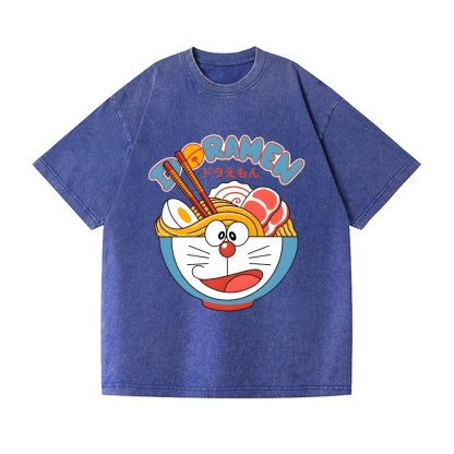 Cat Ramen Vintage Wash Japanese Design T-Shirt