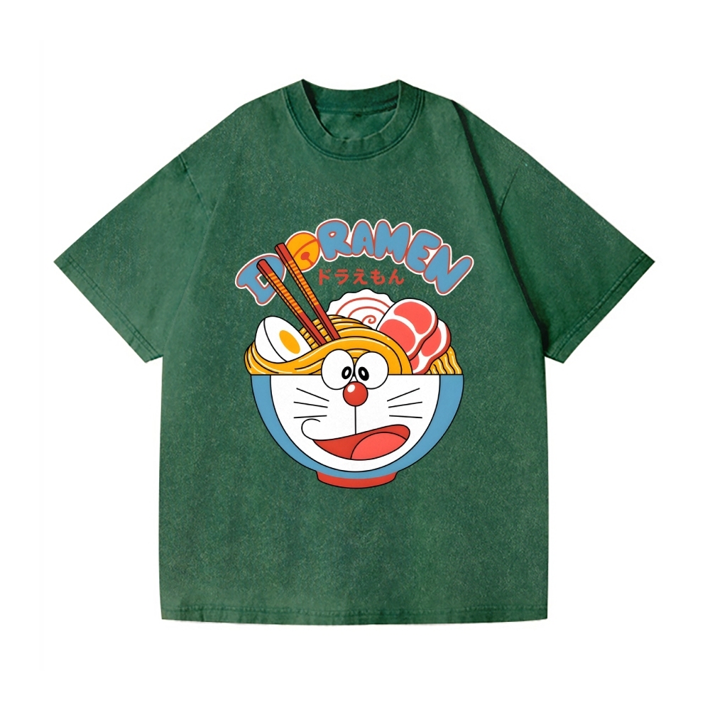 Cat Ramen Vintage Wash Japanese Design T-Shirt