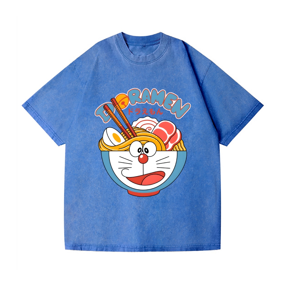 Cat Ramen Vintage Wash Japanese Design T-Shirt