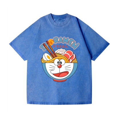 Cat Ramen Vintage Wash Japanese Design T-Shirt