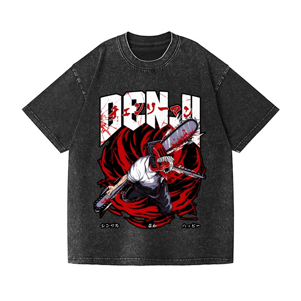 Chainsaw Man Vintage Wash Japanese Design T-Shirt