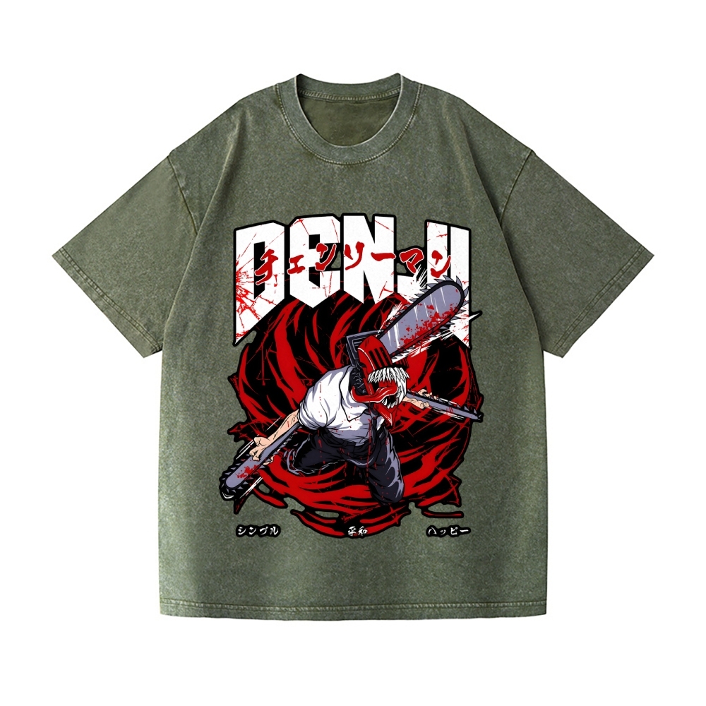 Chainsaw Man Vintage Wash Japanese Design T-Shirt