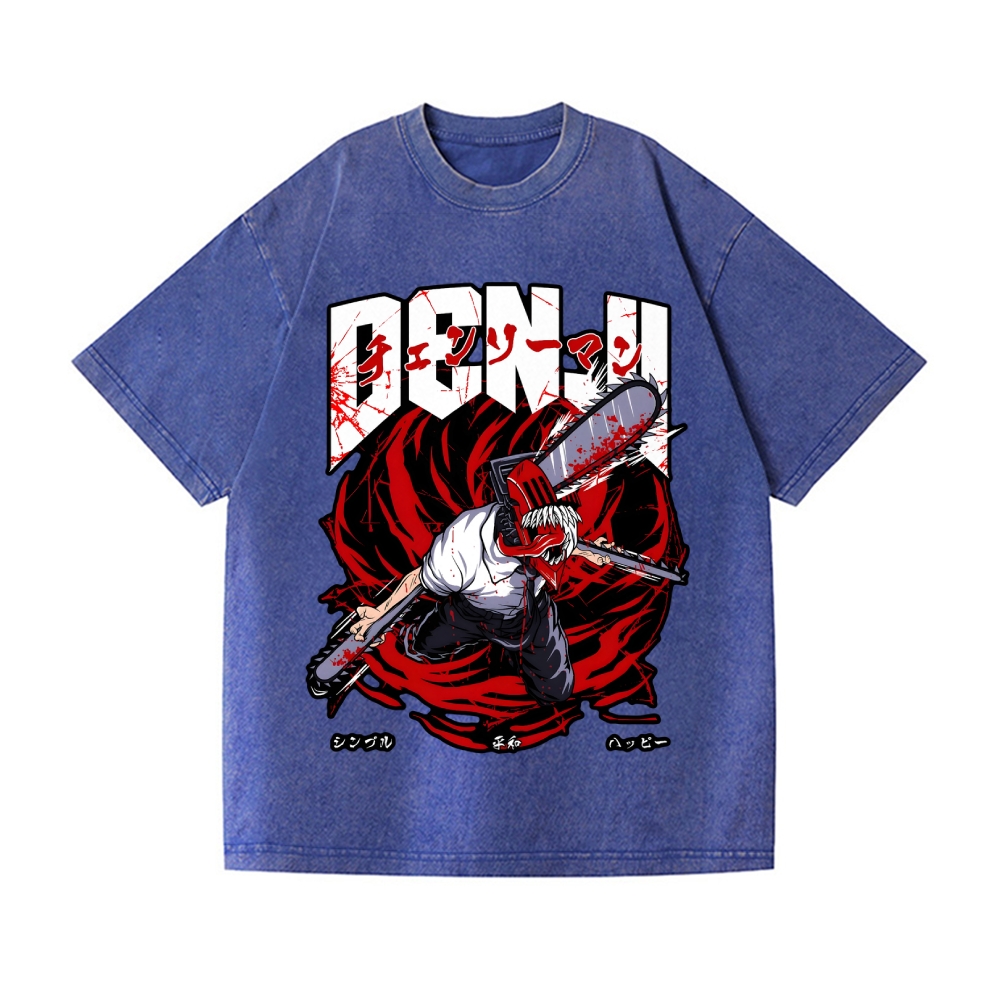 Chainsaw Man Vintage Wash Japanese Design T-Shirt
