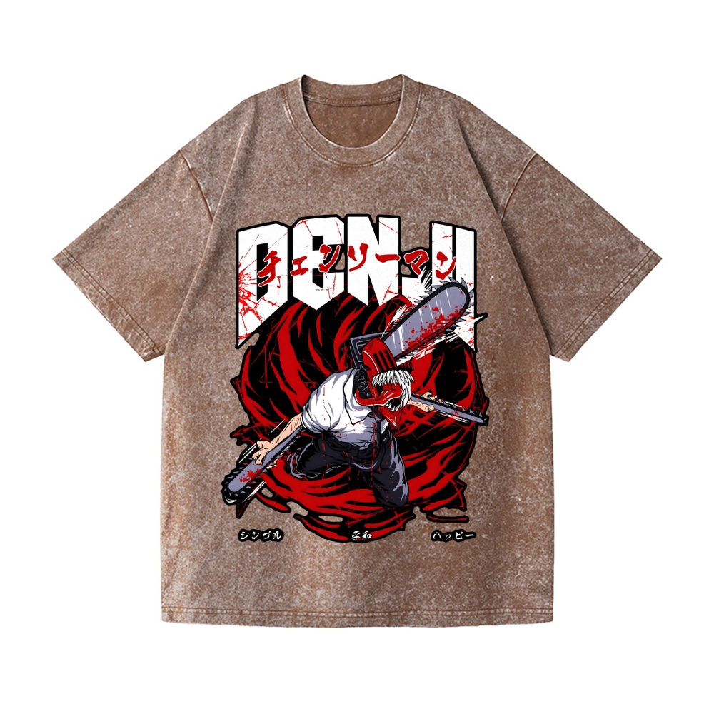 Chainsaw Man Vintage Wash Japanese Design T-Shirt