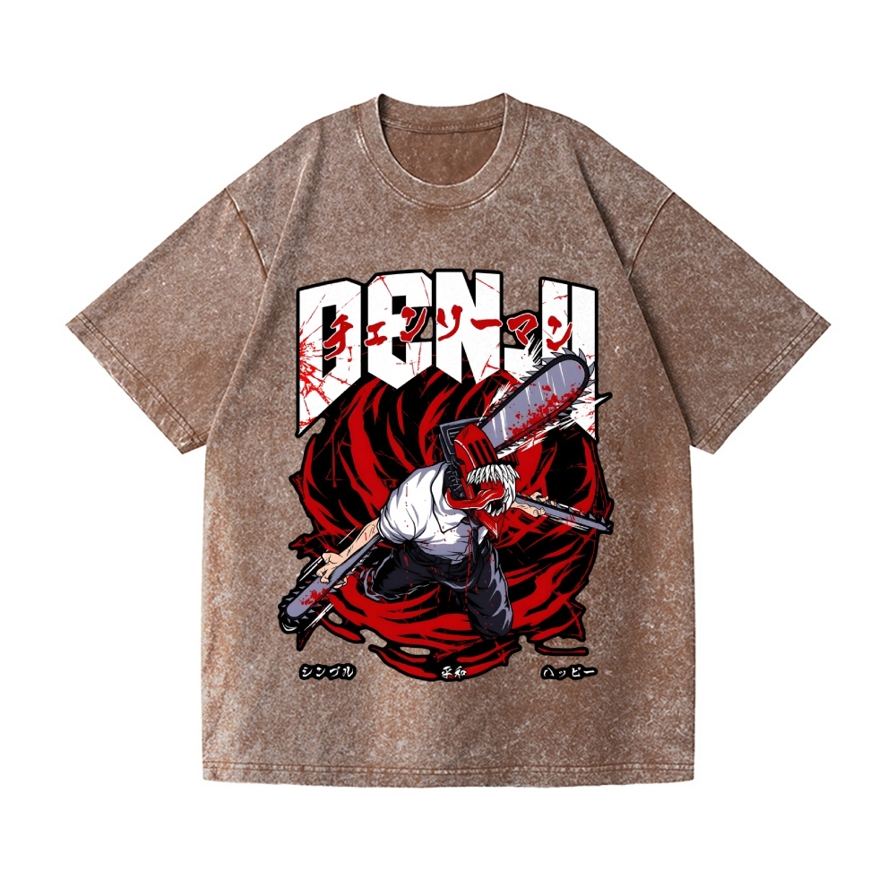 Chainsaw Man Vintage Wash Japanese Design T-Shirt