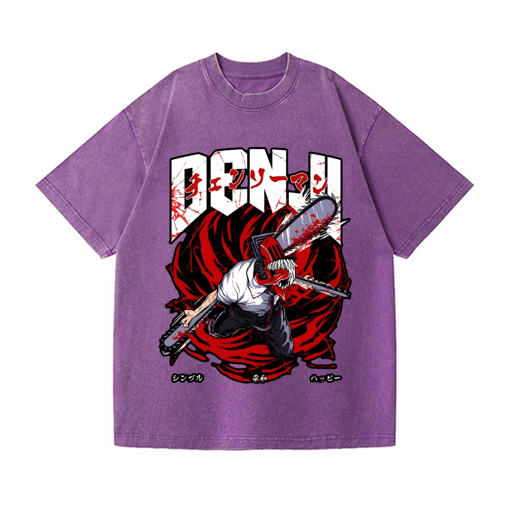 Chainsaw Man Vintage Wash Japanese Design T-Shirt
