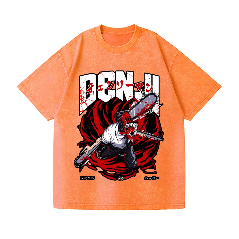 Chainsaw Man Vintage Wash Japanese Design T-Shirt