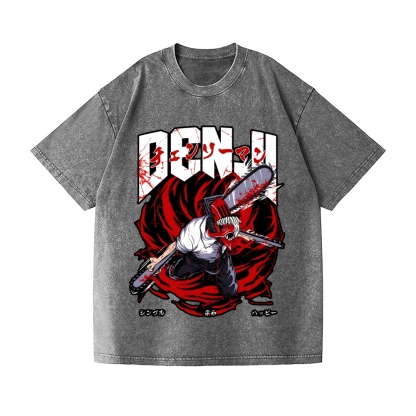 Chainsaw Man Vintage Wash Japanese Design T-Shirt