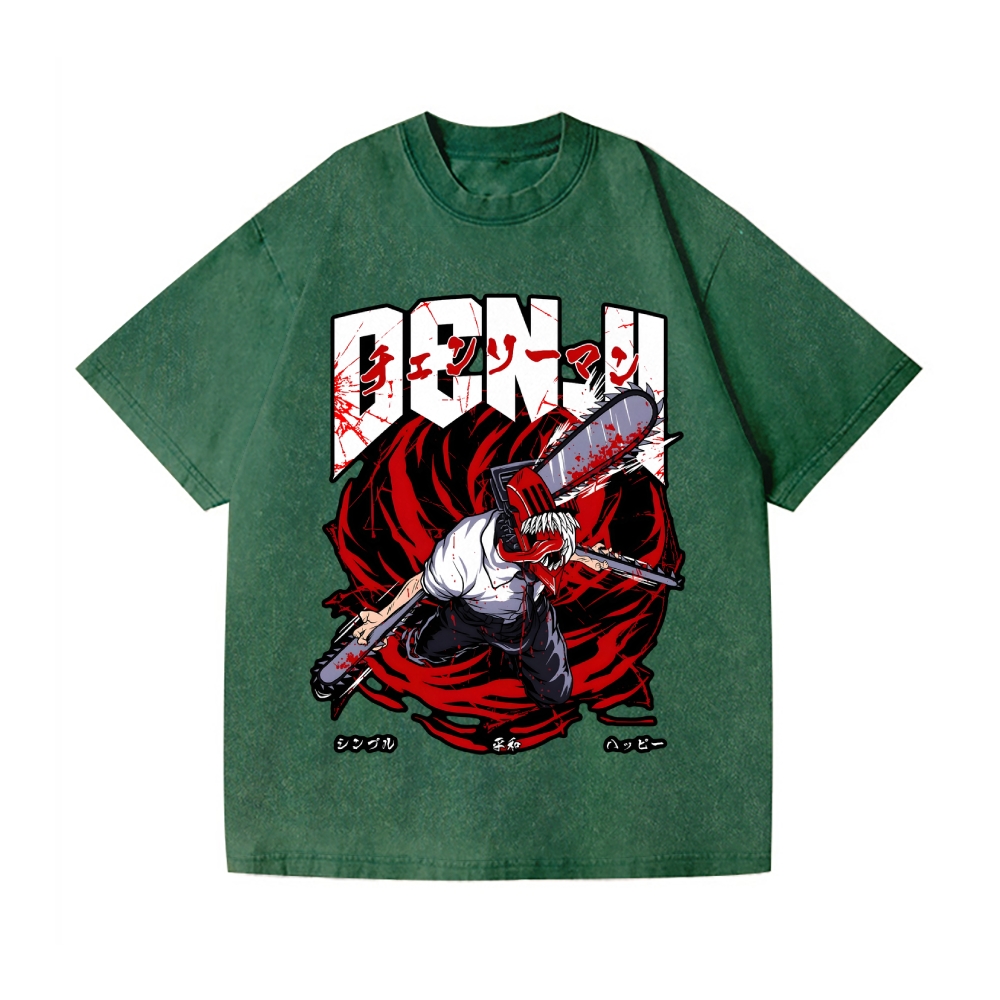 Chainsaw Man Vintage Wash Japanese Design T-Shirt