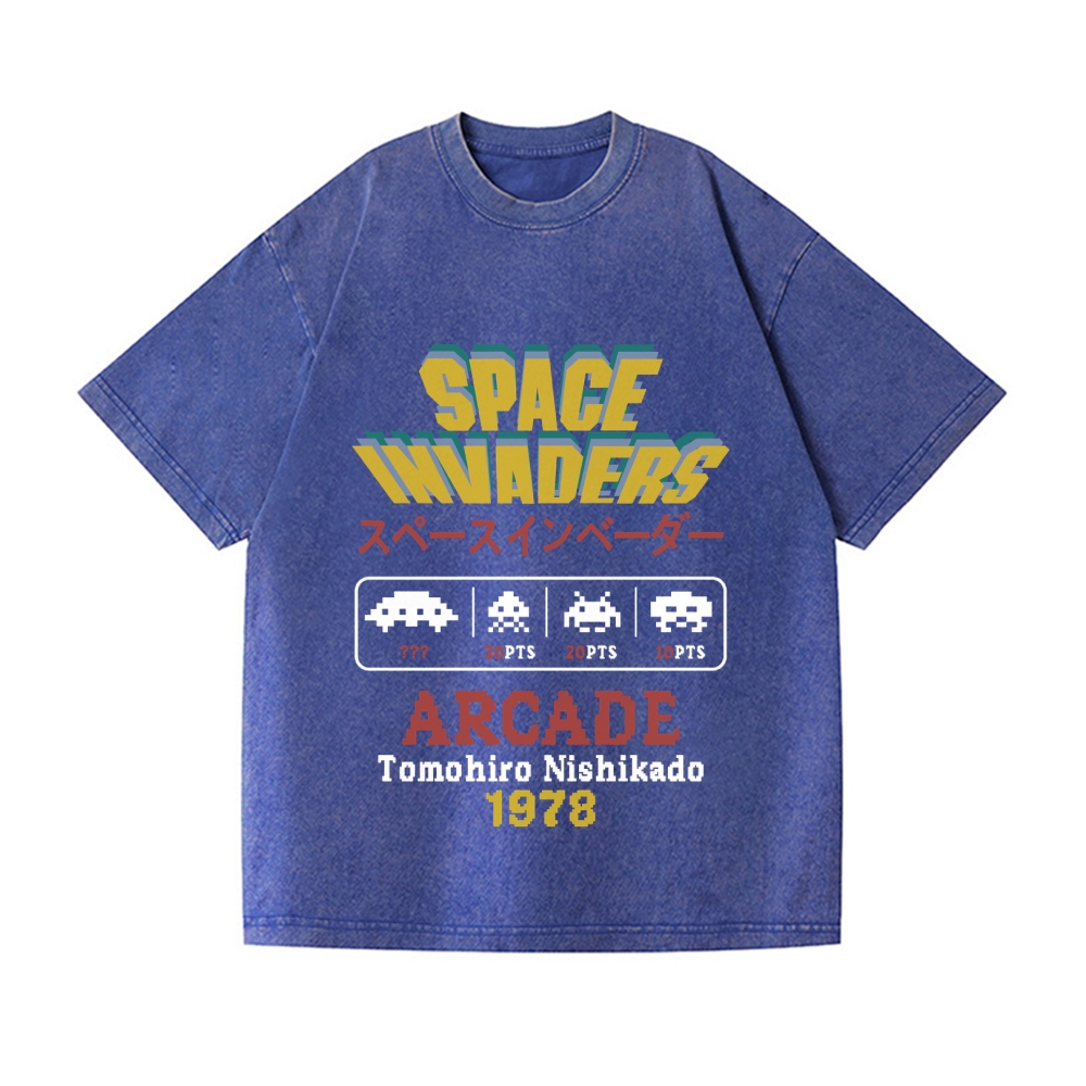 Space Invaders Vintage Wash Japanese Design T-Shirt