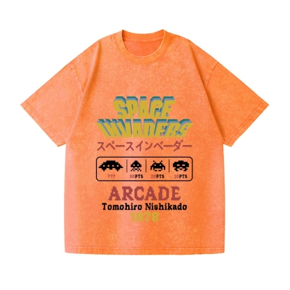 Space Invaders Vintage Wash Japanese Design T-Shirt