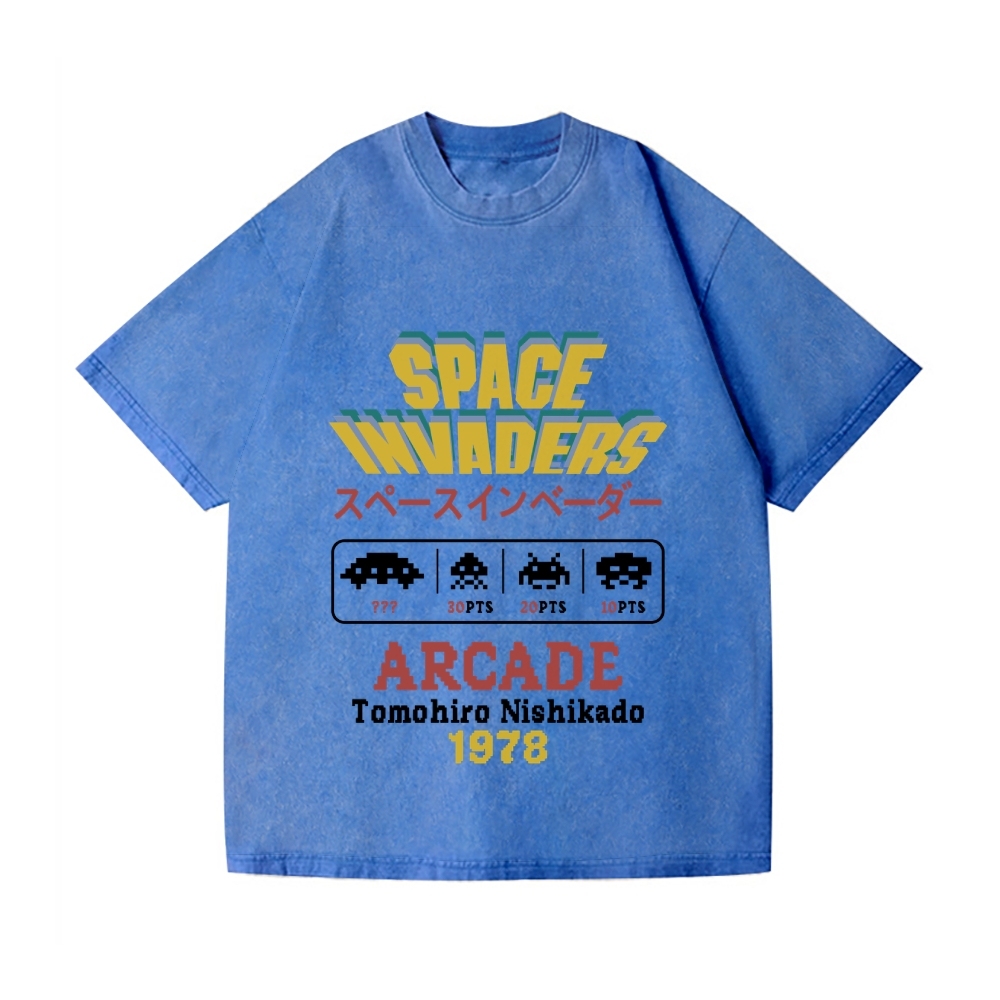 Space Invaders Vintage Wash Japanese Design T-Shirt