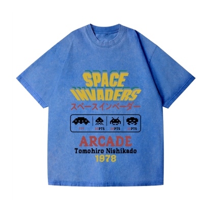 Space Invaders Vintage Wash Japanese Design T-Shirt