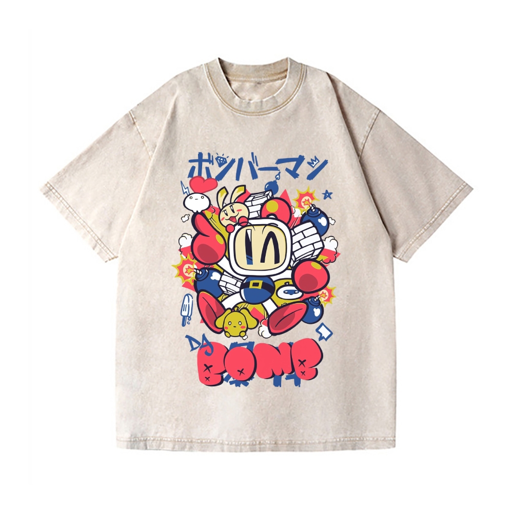 Bomberman Vintage Wash Japanese Design T-Shirt