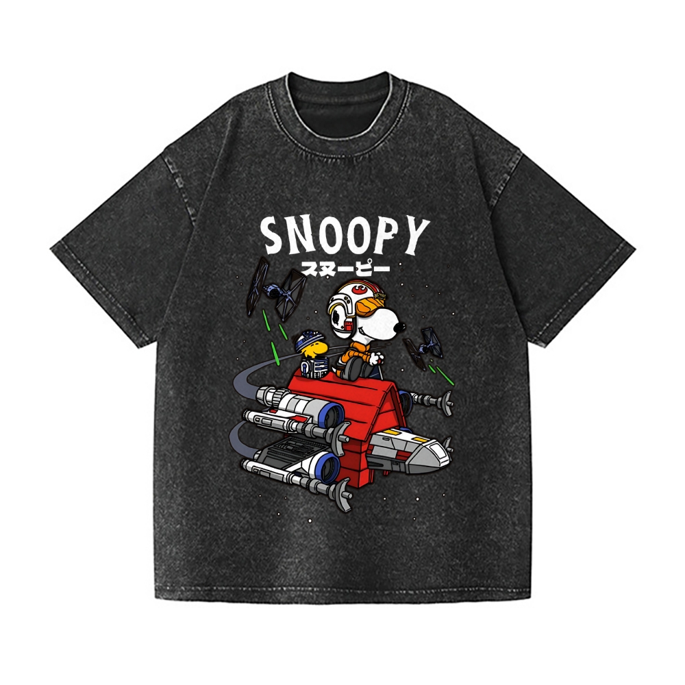 Space Dog Vintage Wash Japanese Design T-Shirt