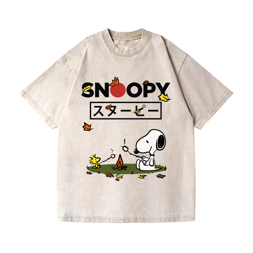 Fall Dog Vintage Wash Japanese Design T-Shirt