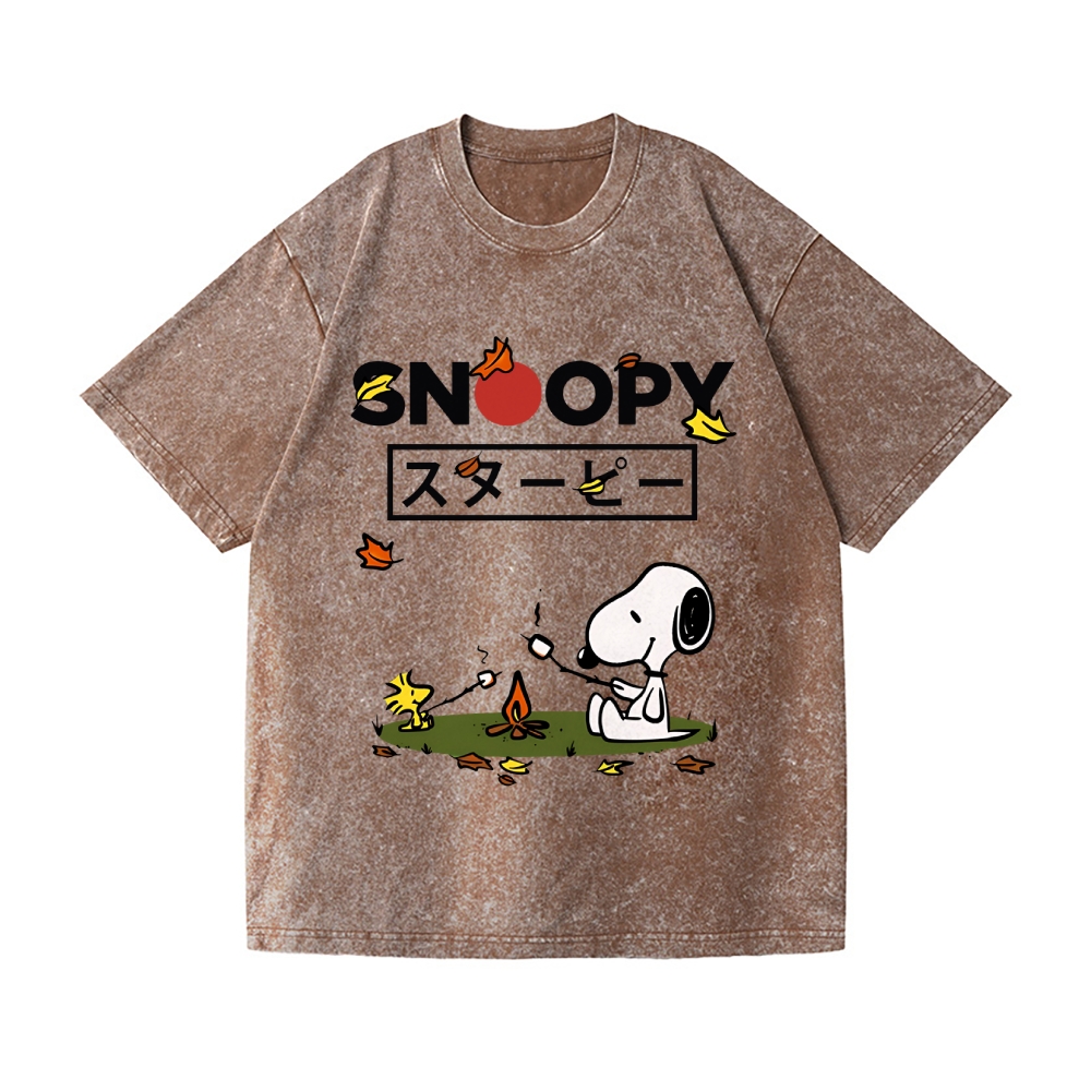 Fall Dog Vintage Wash Japanese Design T-Shirt