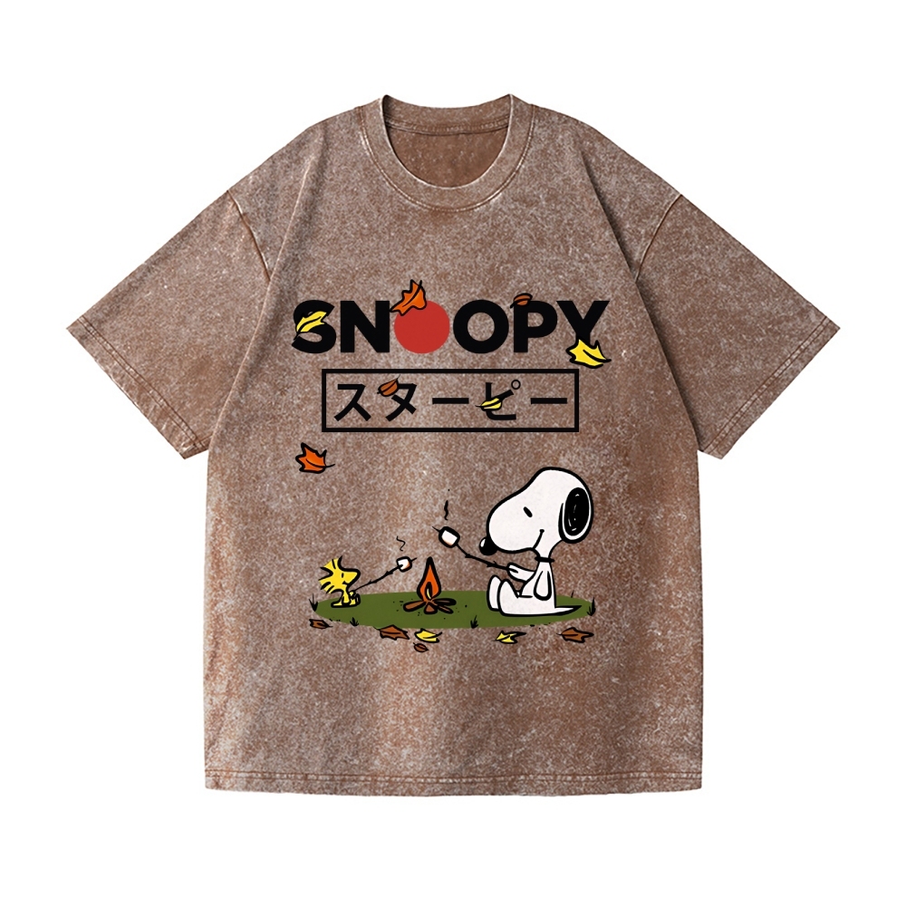 Fall Dog Vintage Wash Japanese Design T-Shirt