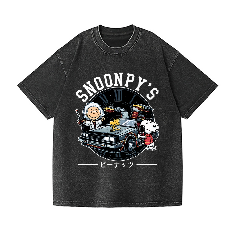 Dog Car Vintage Wash Japanese Design T-Shirt