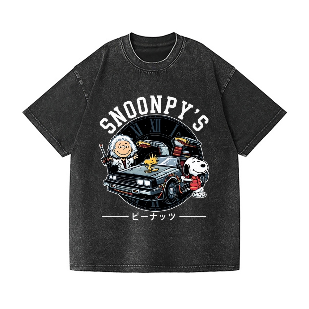 Dog Car Vintage Wash Japanese Design T-Shirt