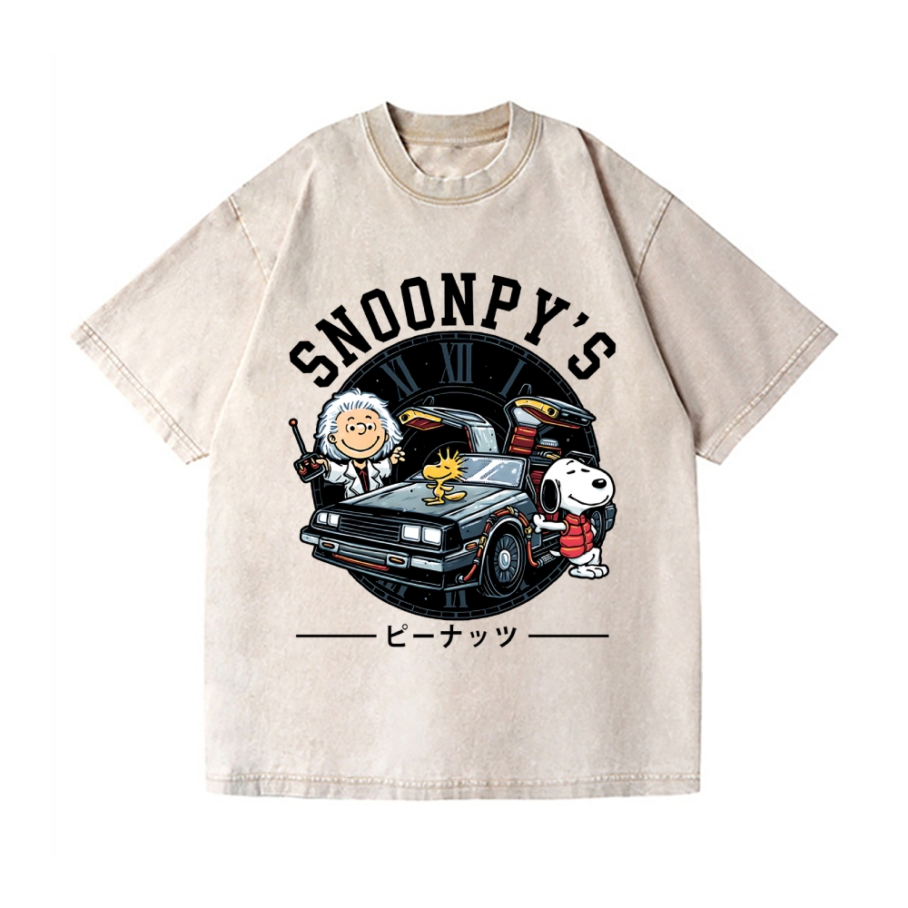 Dog Car Vintage Wash Japanese Design T-Shirt