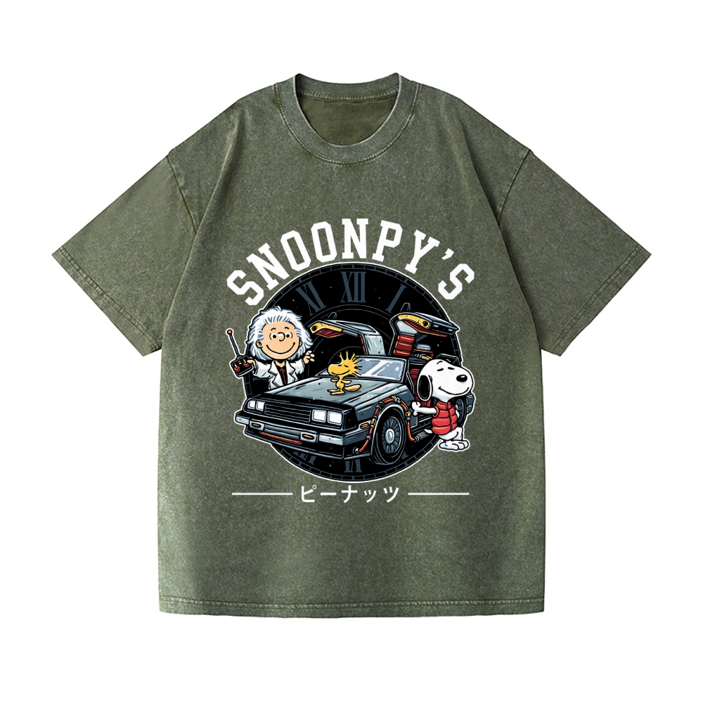 Dog Car Vintage Wash Japanese Design T-Shirt