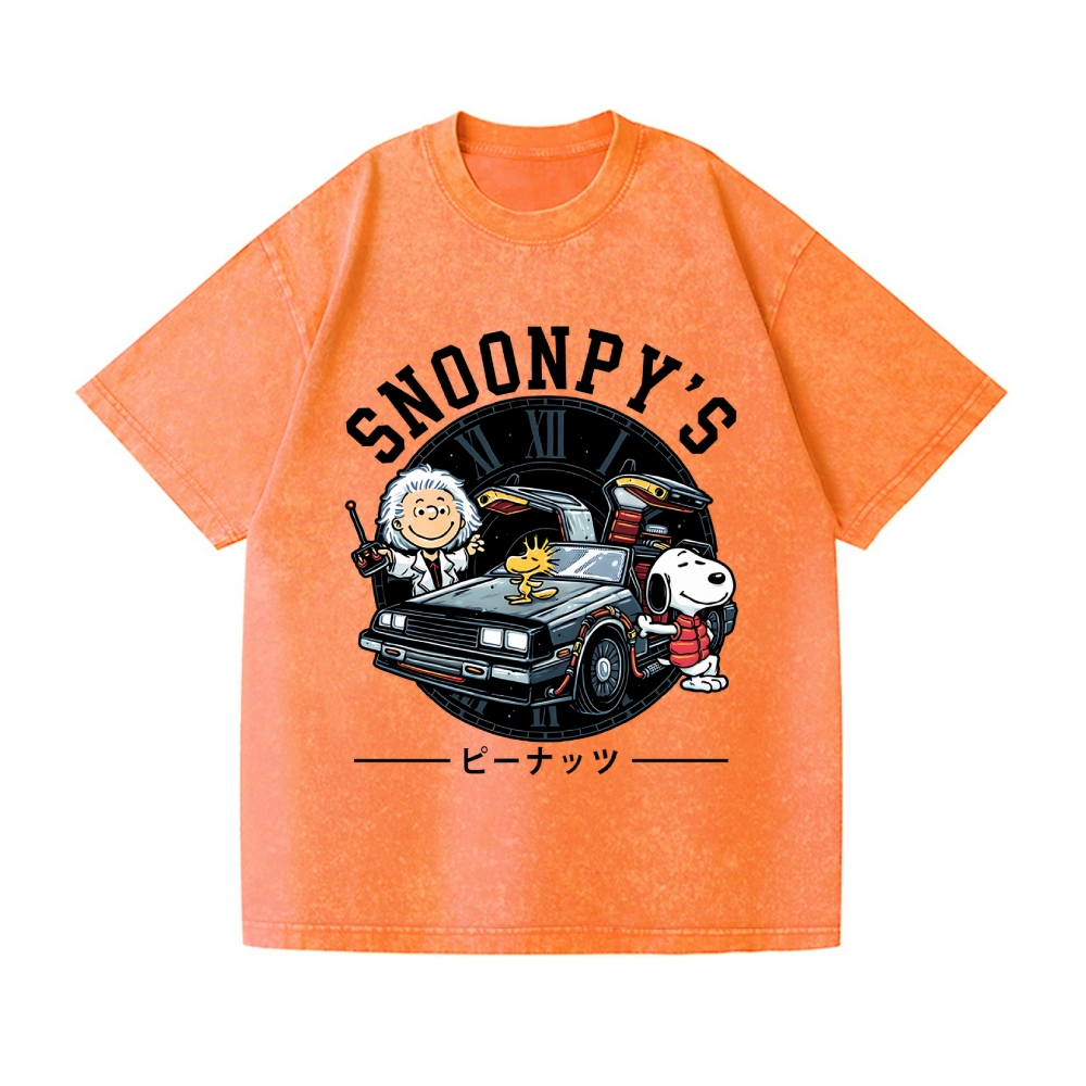 Dog Car Vintage Wash Japanese Design T-Shirt