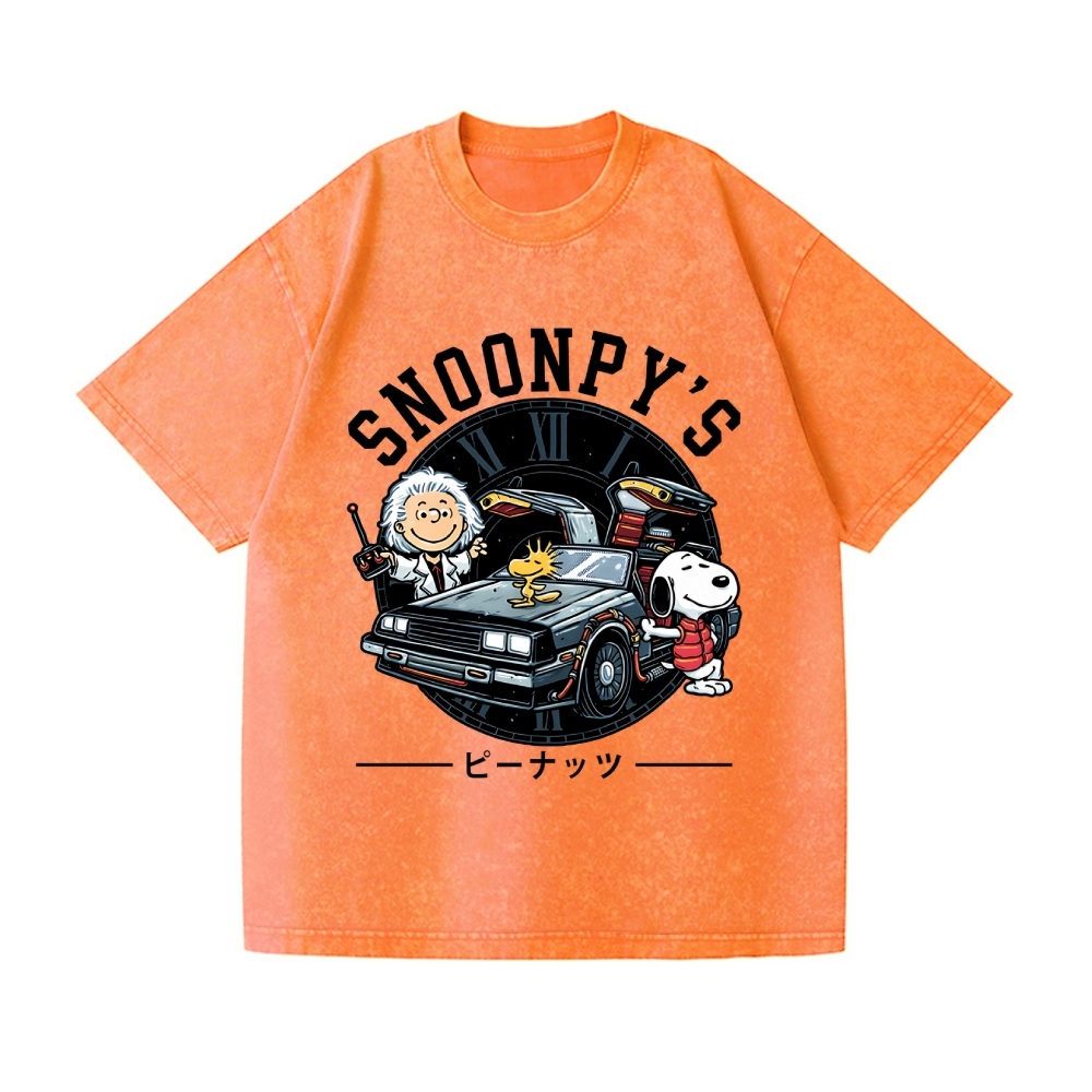 Dog Car Vintage Wash Japanese Design T-Shirt