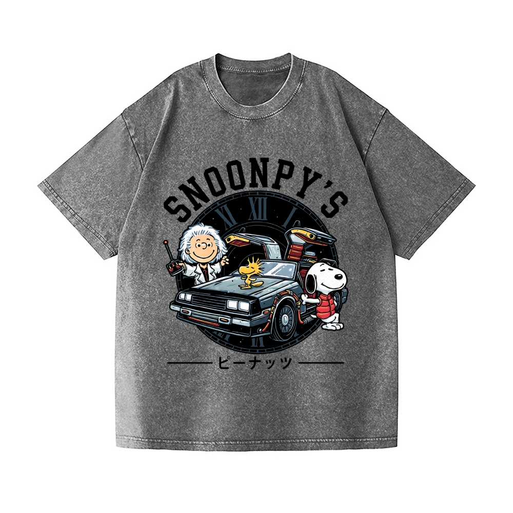 Dog Car Vintage Wash Japanese Design T-Shirt