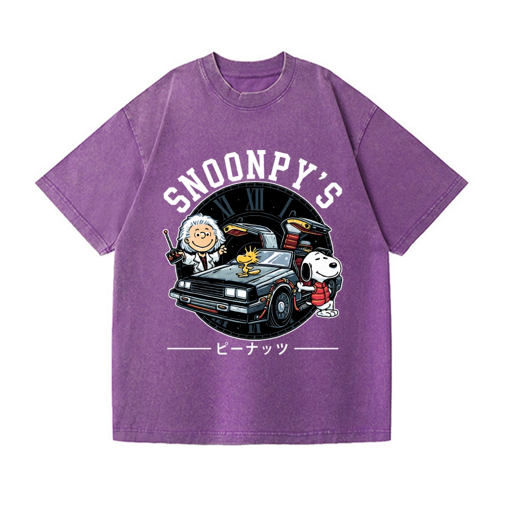 Dog Car Vintage Wash Japanese Design T-Shirt