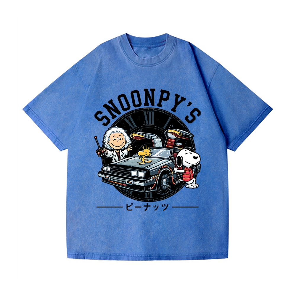 Dog Car Vintage Wash Japanese Design T-Shirt