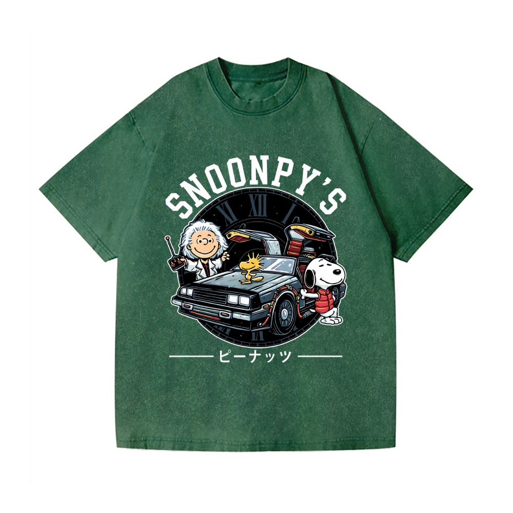 Dog Car Vintage Wash Japanese Design T-Shirt