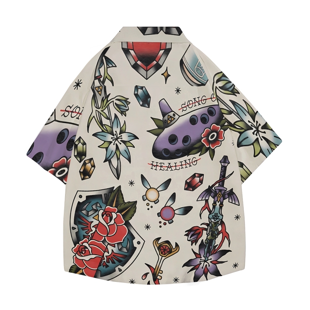 Zelda Traditional Tattoo Japanese Style Camp Shirt