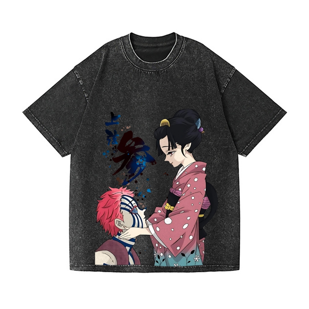 Demon Slayer Akaza Vintage Wash Japanese Design T-Shirt