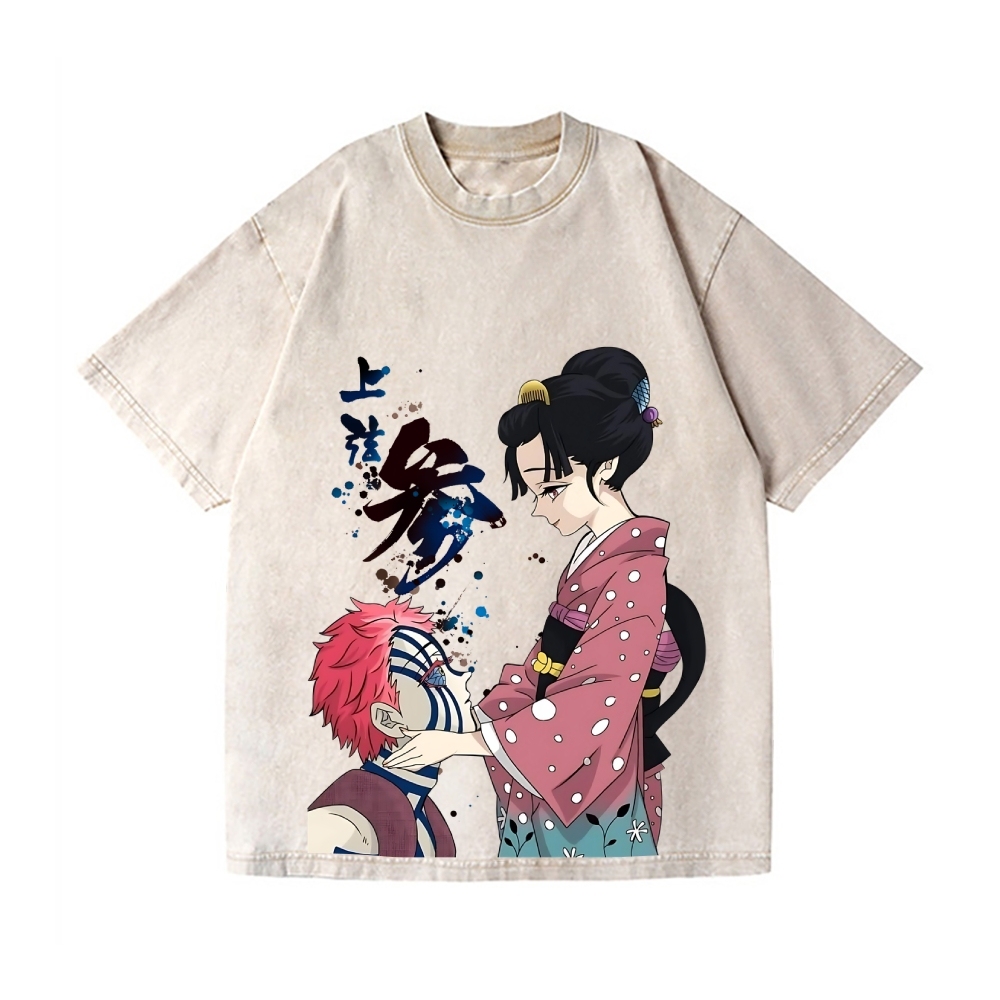 Demon Slayer Akaza Vintage Wash Japanese Design T-Shirt