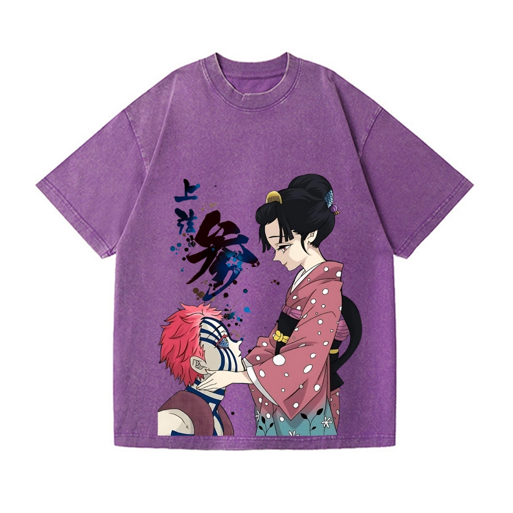 Demon Slayer Akaza Vintage Wash Japanese Design T-Shirt