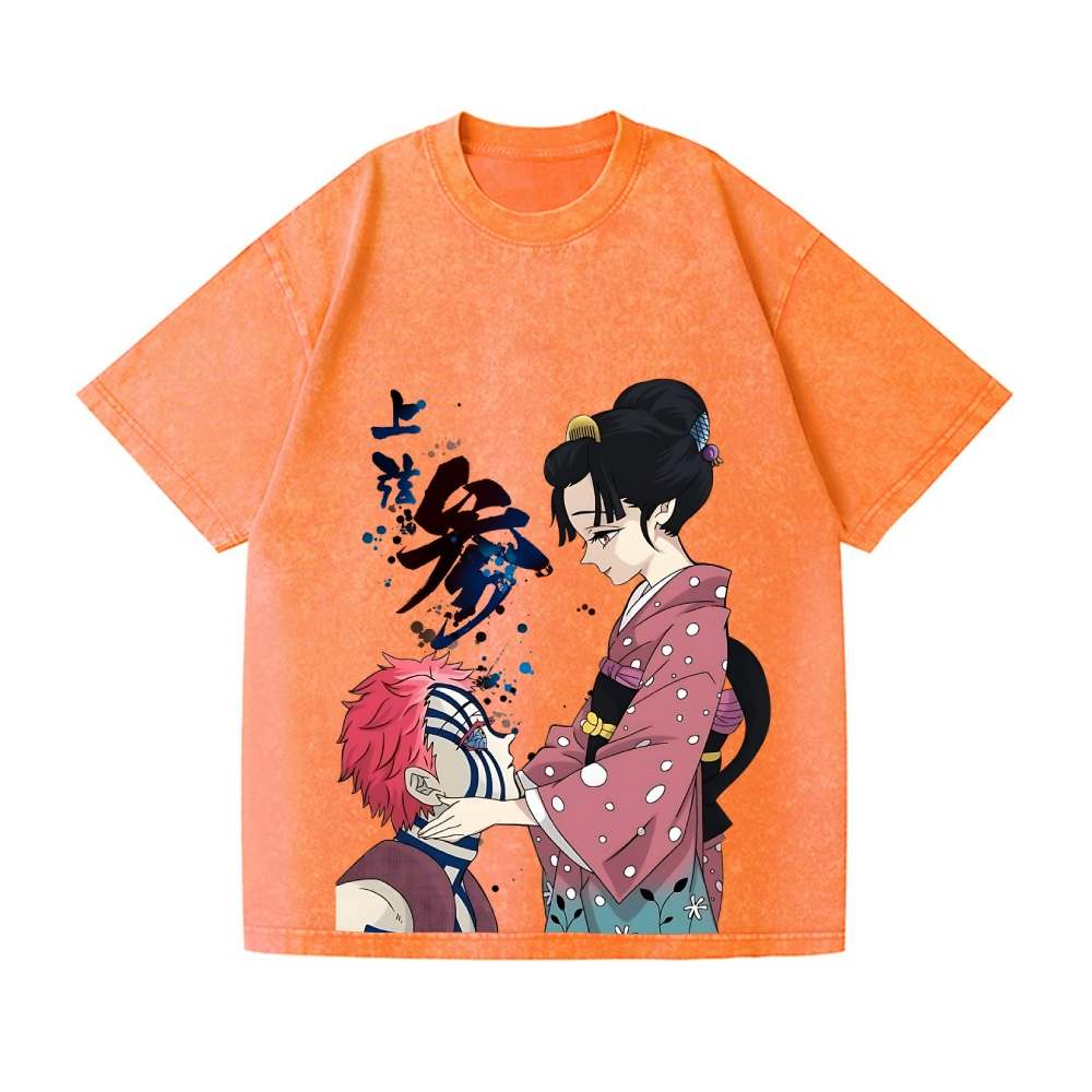 Demon Slayer Akaza Vintage Wash Japanese Design T-Shirt