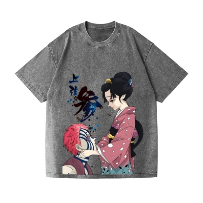 Demon Slayer Akaza Vintage Wash Japanese Design T-Shirt