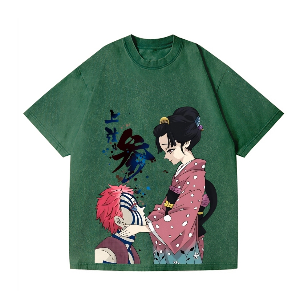 Demon Slayer Akaza Vintage Wash Japanese Design T-Shirt