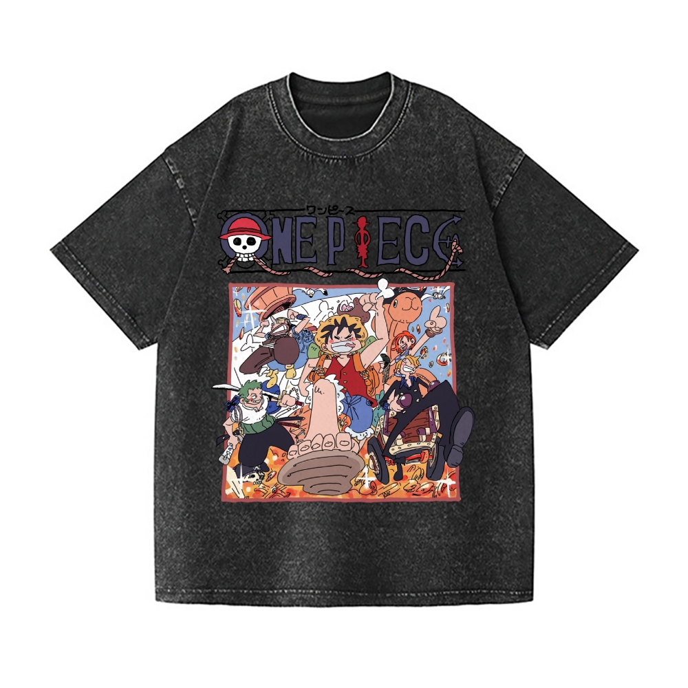 One Piece Vintage Wash Japanese Design T-Shirt
