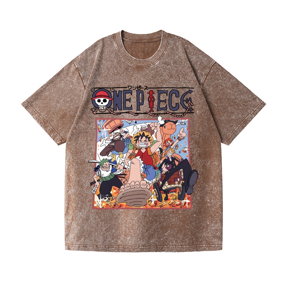 One Piece Vintage Wash Japanese Design T-Shirt