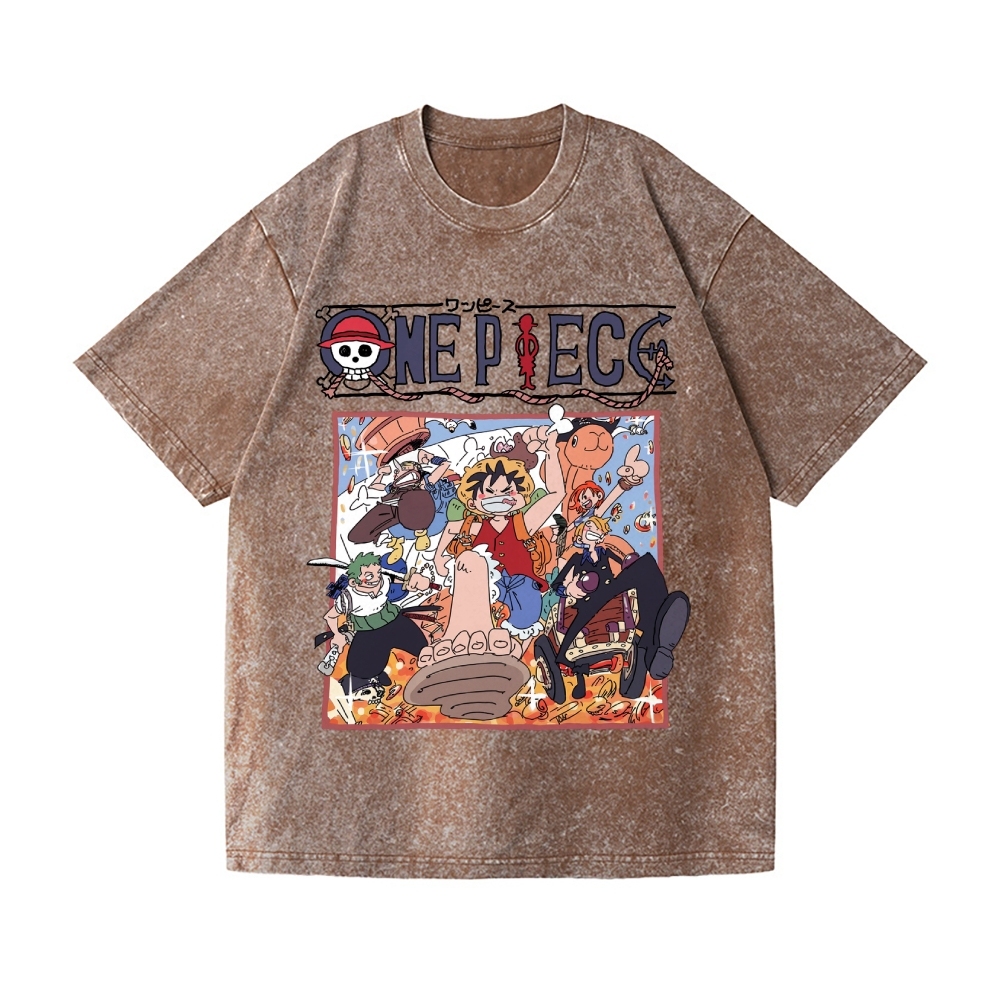One Piece Vintage Wash Japanese Design T-Shirt