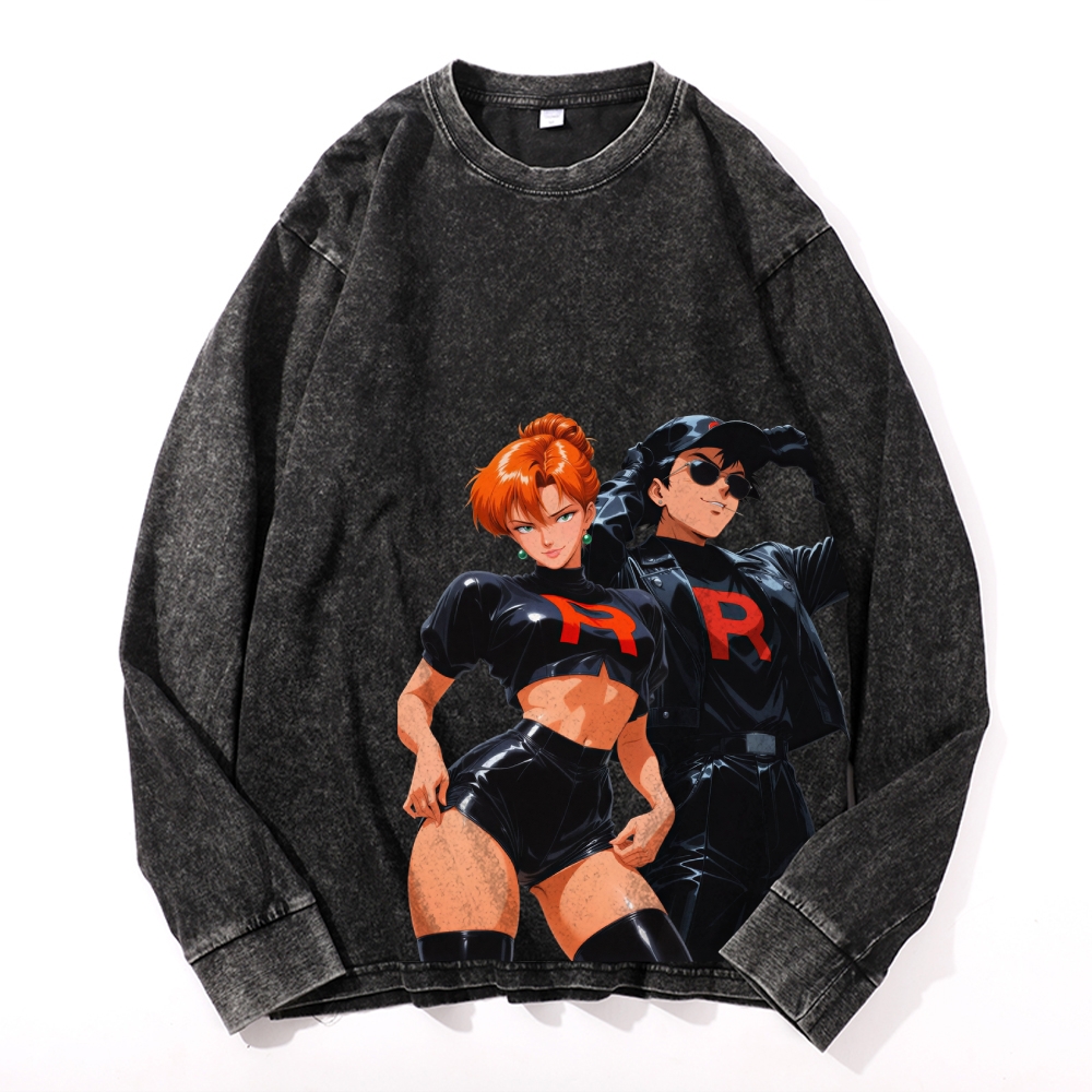 Vintage Cotton Wash Crewneck Long-Sleeve T-Shirt