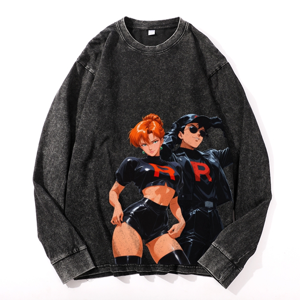 Vintage Cotton Wash Crewneck Long-Sleeve T-Shirt