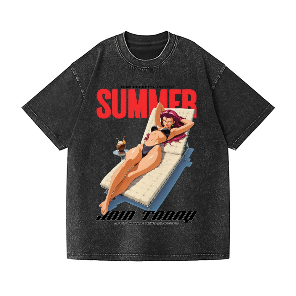 Rocket Girl Vintage Wash Japanese Design T-Shirt